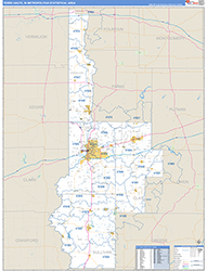 Terre Haute Metro Area Wall Map Basic Style 2026